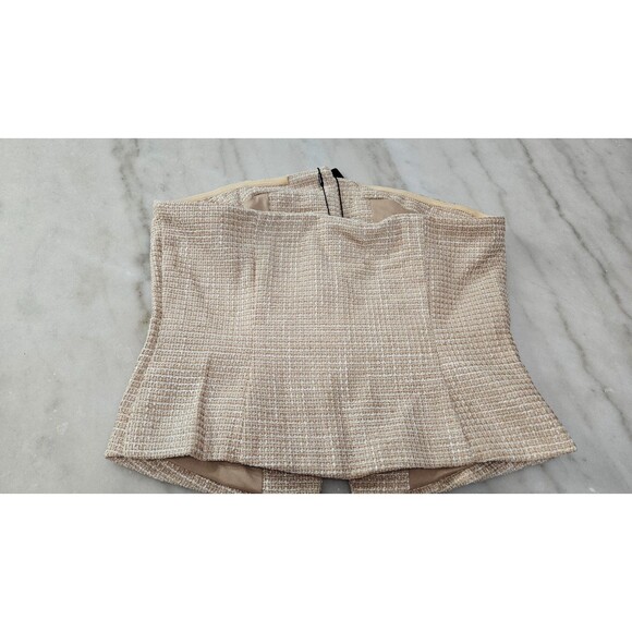 NWT Fashion Nova Beige Button Up Pockets Details Women's Tweed Vest Size M - Picture 8 of 11